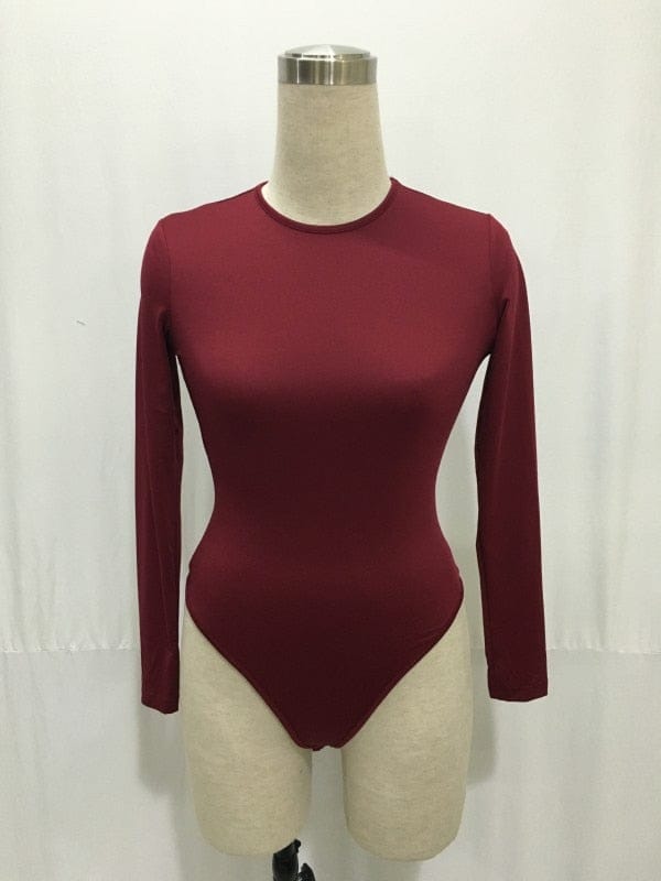 13 Colours Long Sleeve O Neck Casual Bodysuit For Women Bennys Beauty World