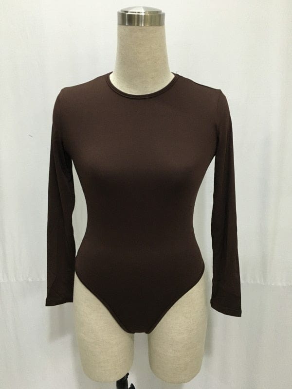 13 Colours Long Sleeve O Neck Casual Bodysuit For Women Bennys Beauty World