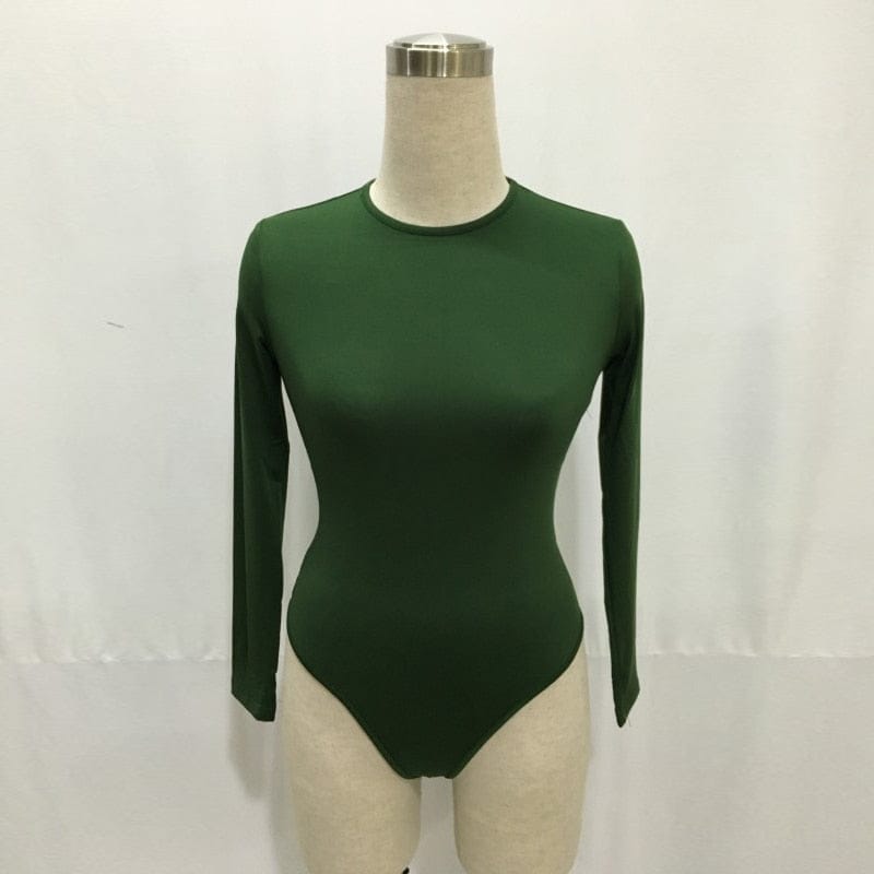 13 Colours Long Sleeve O Neck Casual Bodysuit For Women Bennys Beauty World