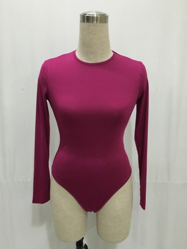 13 Colours Long Sleeve O Neck Casual Bodysuit For Women Bennys Beauty World