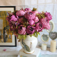 13 Heads Peony Bouquet Silk Artificial Flower Rose Bennys Beauty World