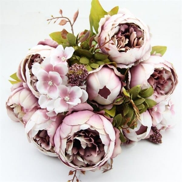 13 Heads Peony Bouquet Silk Artificial Flower Rose Bennys Beauty World