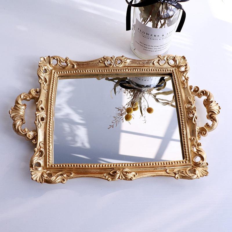 Golden Colour Mirror Decor Tray