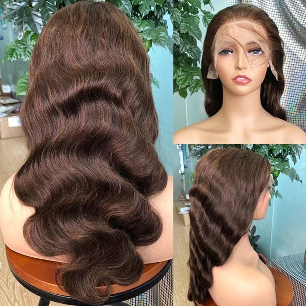 13x4 Lace Wig Chocolate Brown Color 4 Body Wave Lace Closure Wig Bennys Beauty World