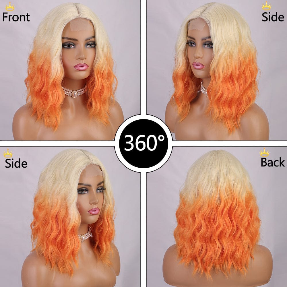 14 Inch High Quality Synthetic Highlight Lace Wig Ombre Blonde Bob Wigs Bennys Beauty World