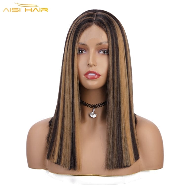 14 Inch High Quality Synthetic Highlight Lace Wig Ombre Blonde Bob Wigs Bennys Beauty World