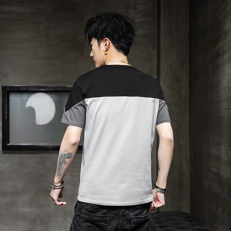 Men's stitching loose casual T-shirt-Shirts-Bennys Beauty World