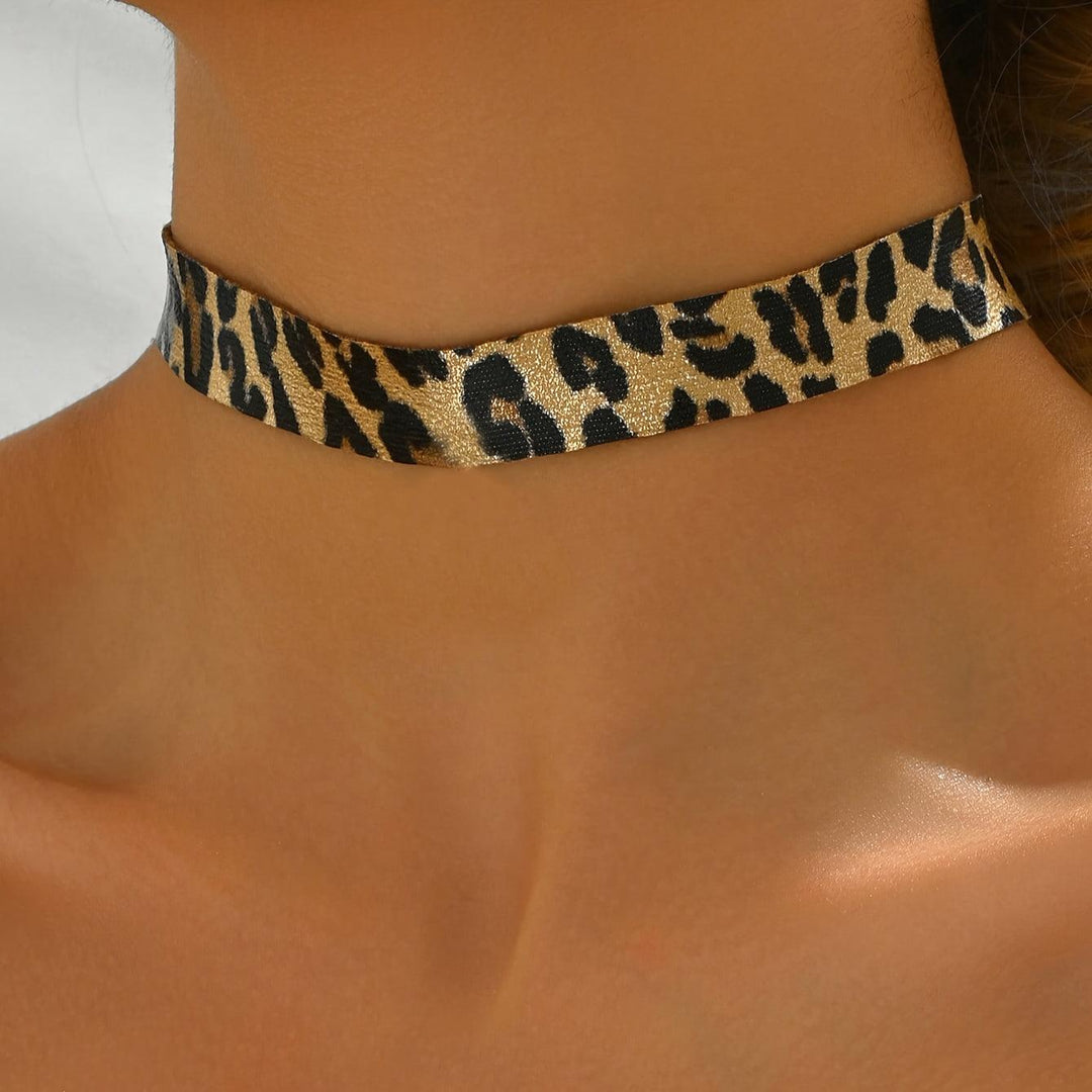 1pc Vintage Hip Hop Style Leopard Print Choker Necklace - Bennys Beauty World