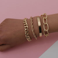 14K Gold Plated Bracelets Bangles Set Charm Gold Bracelet For Women Bennys Beauty World