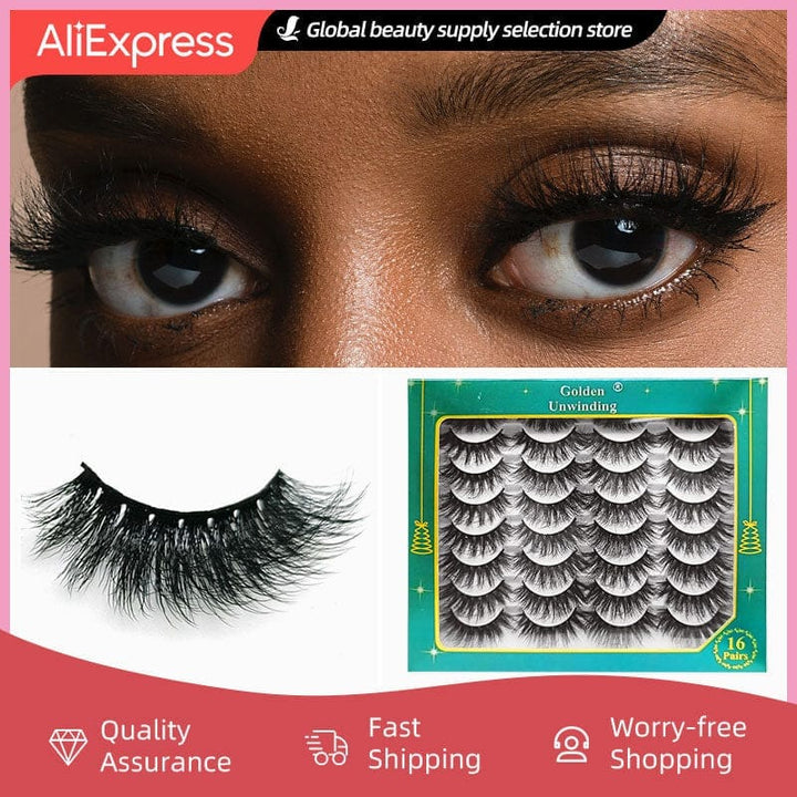 16 Pairs Of Artificial Mink False Eyelashes Bennys Beauty World