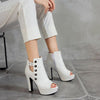 New White Ladies Platform Zipper Shoe Sexy High Heel Fish-shoes-Bennys Beauty World