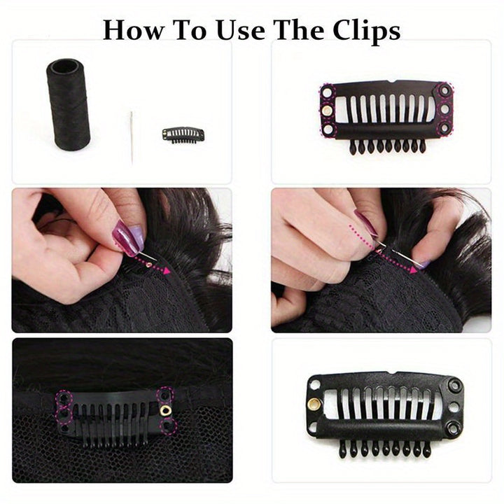 24pcs/SET Wig Clips For Hair Cloth Wig Combs Flat Hair Clips