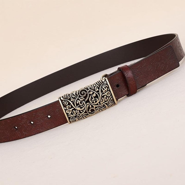 Vintage Embossed Leather Belt for Women's Jeans and Pants-Bennys Beauty World