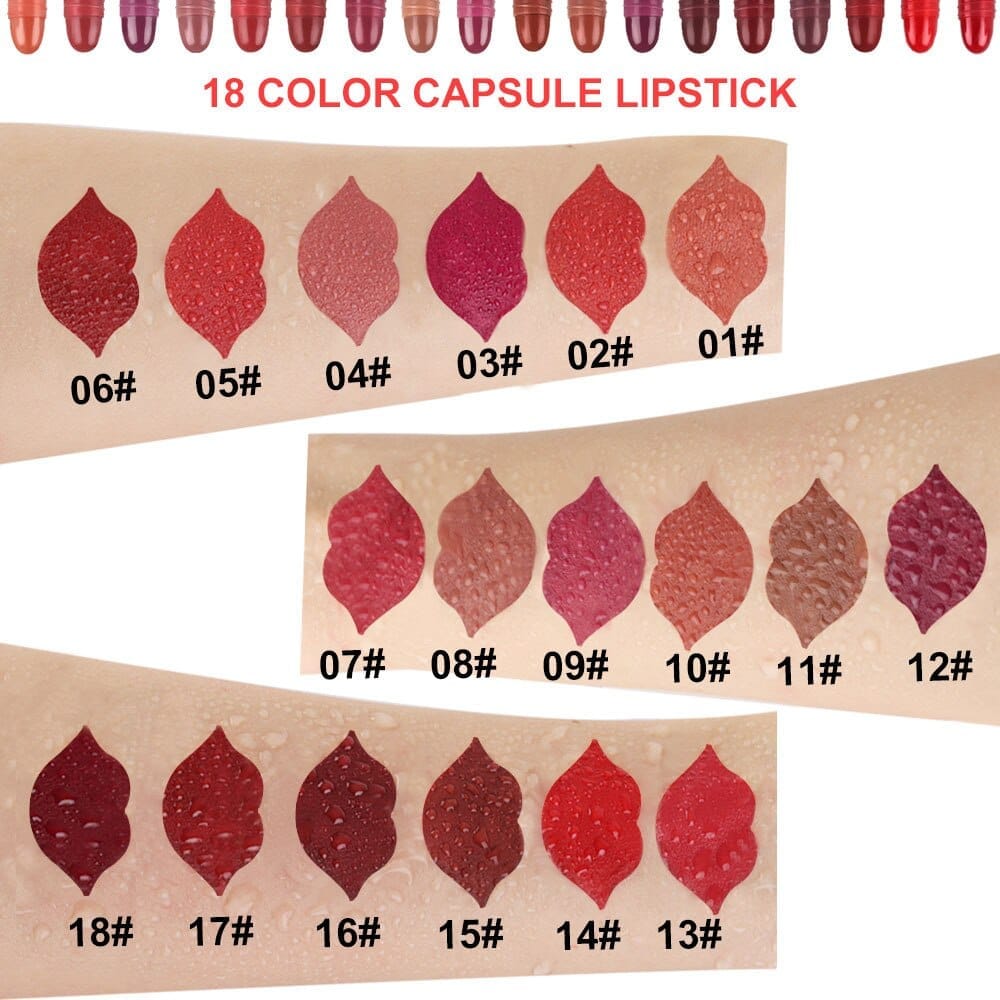 18 Colors Capsule Mini Cute Matte Waterproof Long Lasting Lipstick Bennys Beauty World