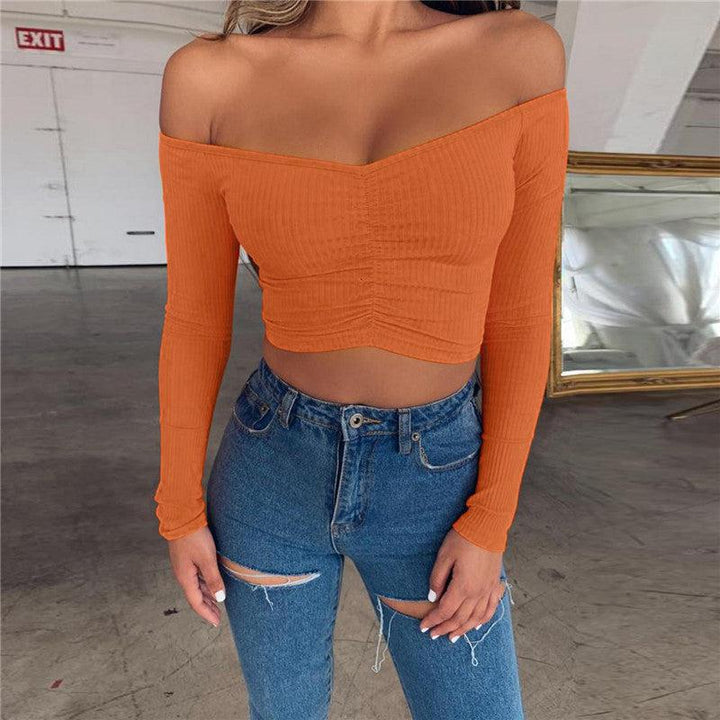 Long Sleeve Off Shoulder Ladies Tops-blouse-Bennys Beauty World