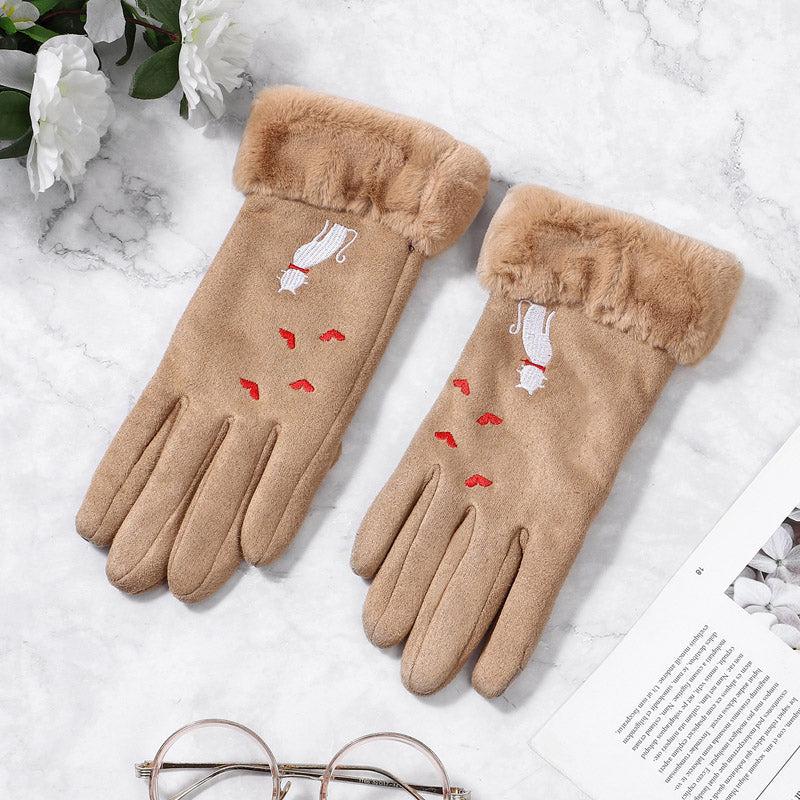 Gloves women winter suede gloves-Gloves-Bennys Beauty World