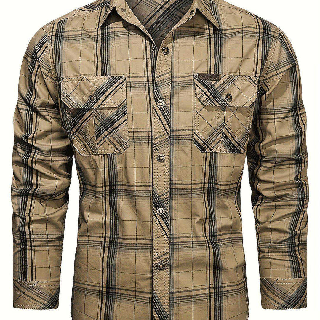 Casual Plaid Long Sleeve Shirt-Bennys Beauty World