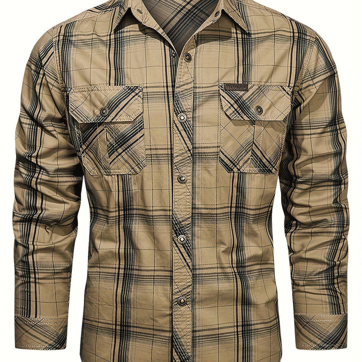 Casual Plaid Long Sleeve Shirt-Bennys Beauty World