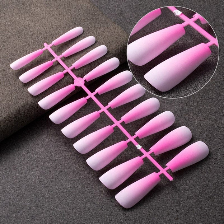 1Kit Gradient Ramp Purple Nail Tips Long Square Ballerina Luxury Nails BENNYS 