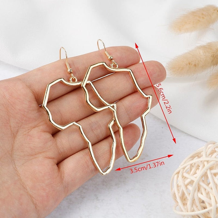 1Pair Cute Alloy Gold Silver Africa Map Hook Drop Earrings For Women Bennys Beauty World