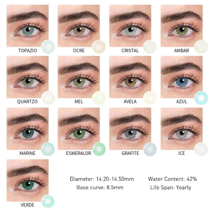 1Pair Yearly Multi-colored Lenses for Eyes Blue Green Color Contact Lenses Bennys Beauty World