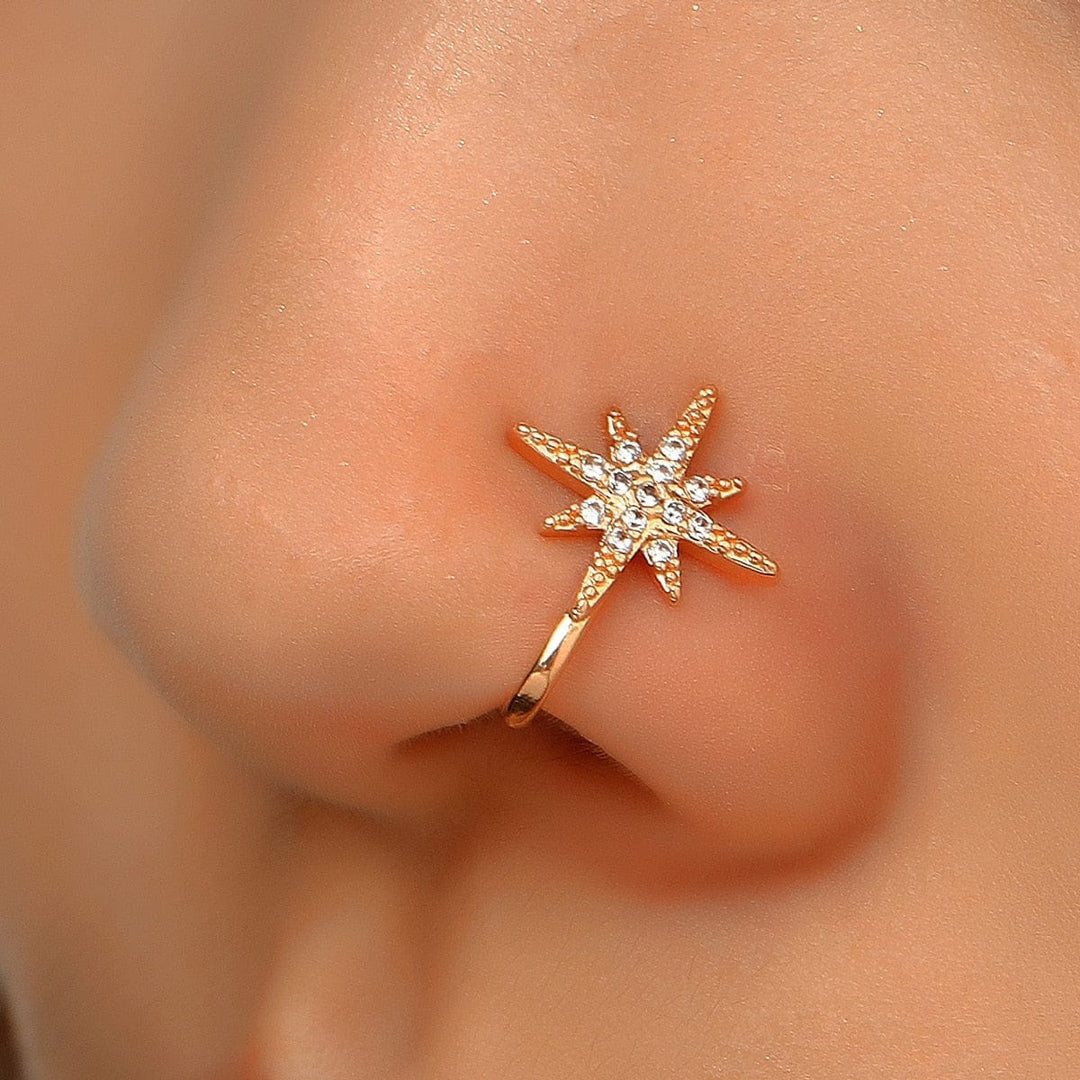 1Pc Copper Fake Piercing Nose Ring Heart Star Crown Clip On Nose Ear Clip Bennys Beauty World