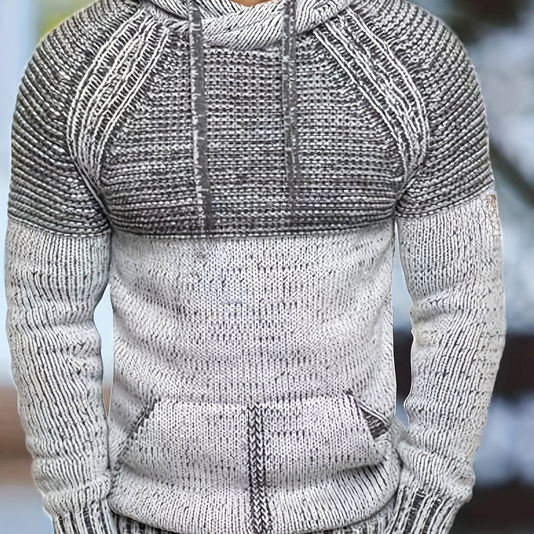 Color Block Knitted Sweater Hoodies For Men-Sweater-Bennys Beauty World