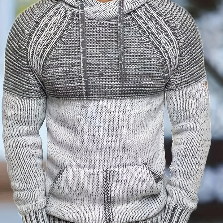 Color Block Knitted Sweater Hoodies For Men-Sweater-Bennys Beauty World