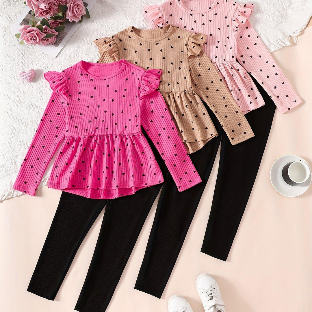 Girls' 6pcs Set Long-sleeved T-shirt and Long Pants-Outfit Set-Bennys Beauty World