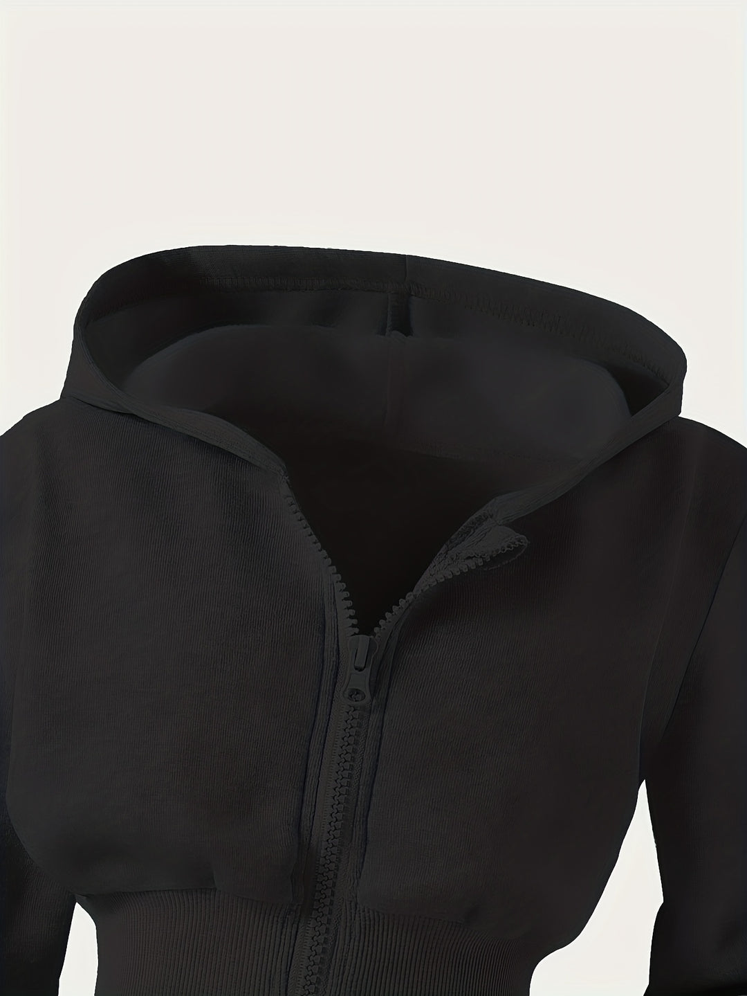 Autumn Girls' Simple Casual Style Knitted Zipper Sweatshirt Hooded Jumpsuit, Perfect for Outdoor