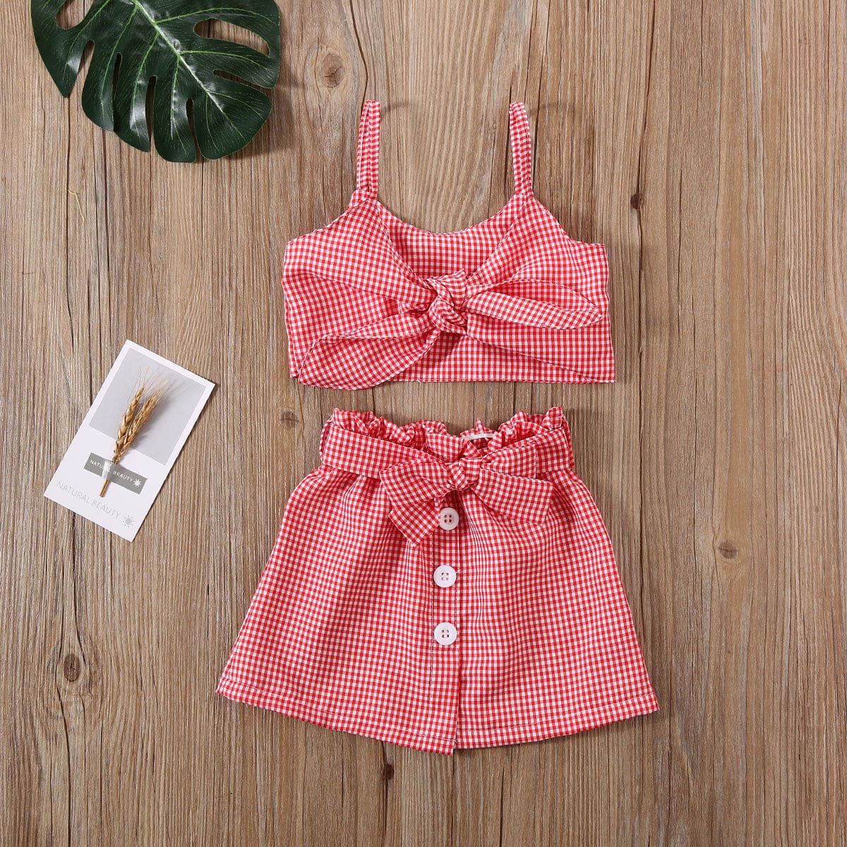 2 PCS Fashion Plaid Outfit Toddler Kids Girl Summer Clothes Bennys Beauty World