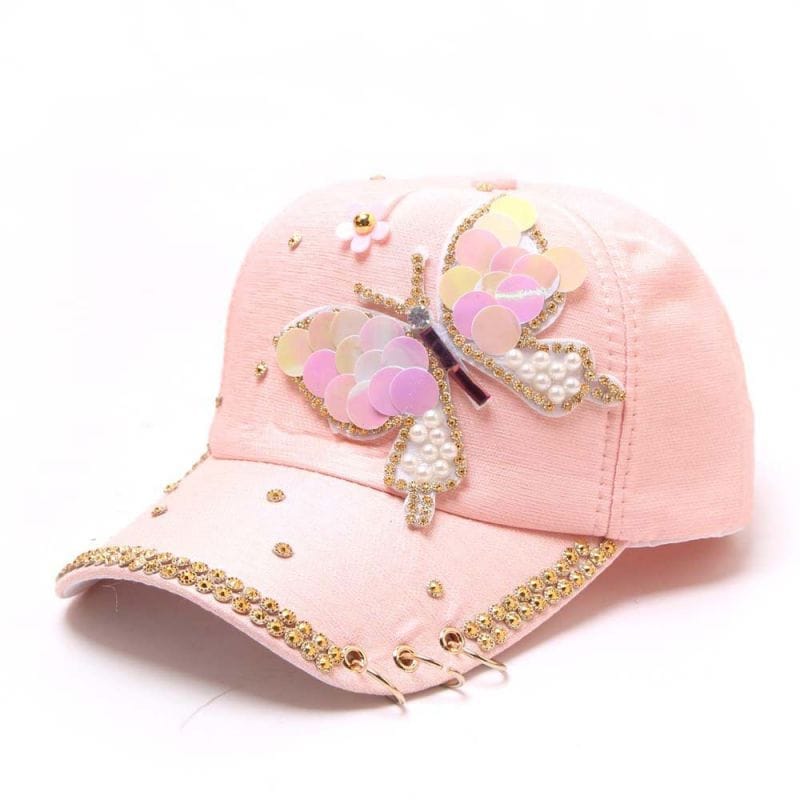 2020 Autumn Women's Baseball Cap Women Full Crystal Butterfly Hat Bennys Beauty World