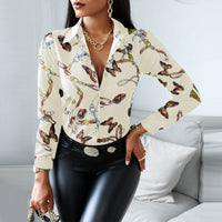 2020 Fashion Trend Women Slim V-neck Shirt Contrast Color Long-sleeved Top Bennys Beauty World