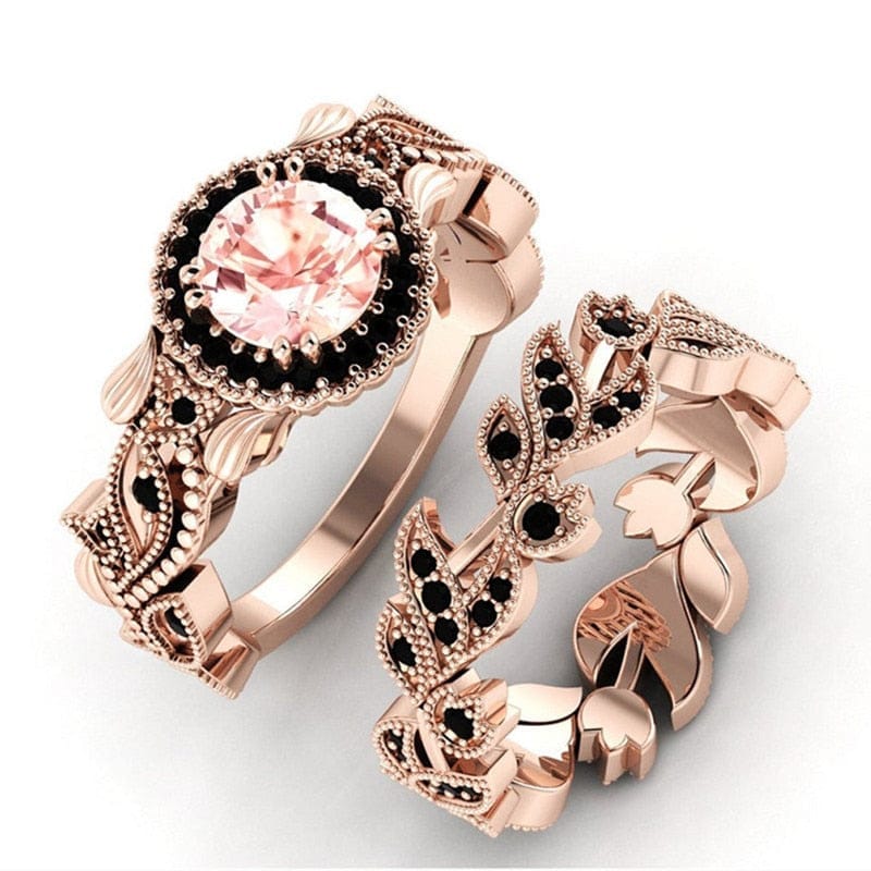 2020 New Design Women Rose Gold Flower Zircon Ring Bennys Beauty World