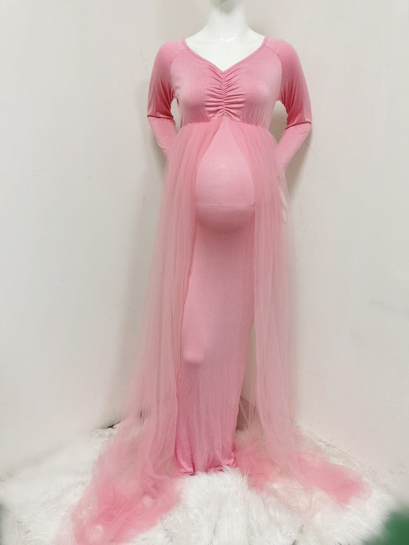2020 Summer Maternity Tulle Long Dresses Baby Shower Cotton Dress Bennys Beauty World