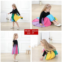 2021 New Kids Long Sleeve Rainbow Color kids clothes Fashion Princess Dresses Bennys Beauty World