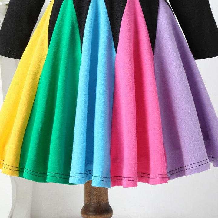 2021 New Kids Long Sleeve Rainbow Color kids clothes Fashion Princess Dresses Bennys Beauty World