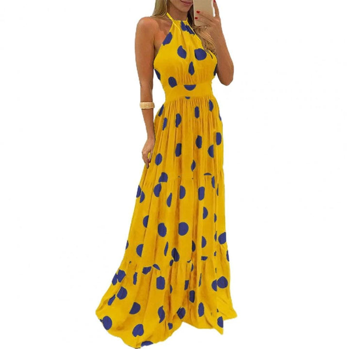 2021 Summer Sexy Women Elegant Polka Dot Print Boho Maxi Dresses Bennys Beauty World