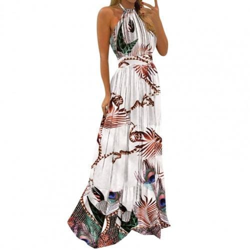 2021 Summer Sexy Women Elegant Polka Dot Print Boho Maxi Dresses Bennys Beauty World