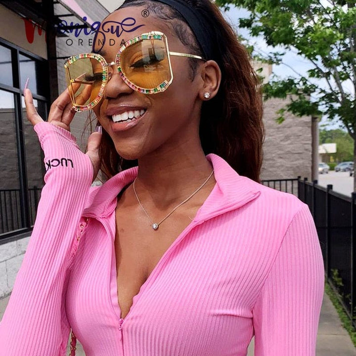 2021 Sunglasses Women Oversized CZ Diamond Designer Sun Glasses Bennys Beauty World