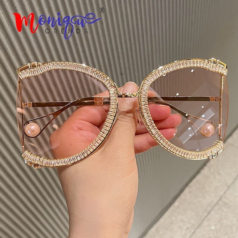 2021 Sunglasses Women Oversized CZ Diamond Designer Sun Glasses Bennys Beauty World