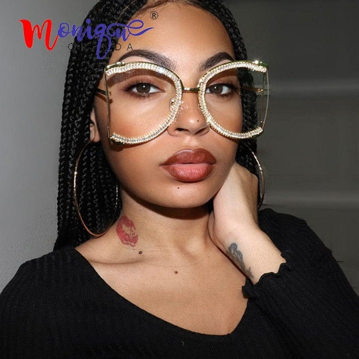 2021 Sunglasses Women Oversized CZ Diamond Designer Sun Glasses Bennys Beauty World