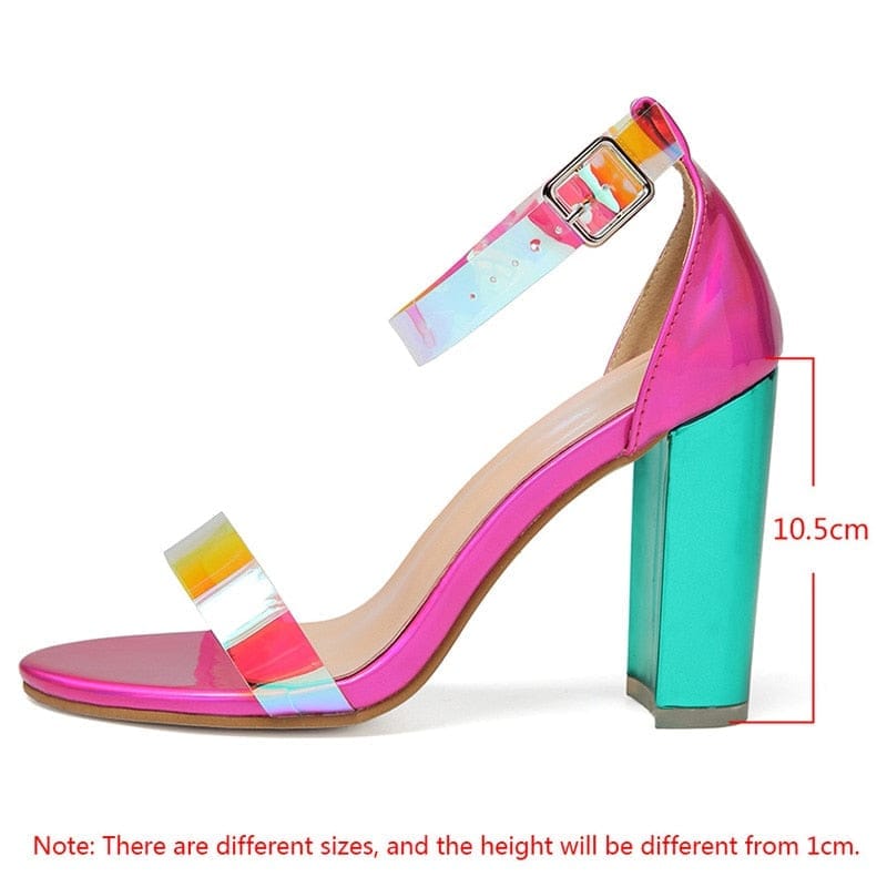 2021 Women's Sandals Simple Style PVC Clear Transparent High Heels Shoes Bennys Beauty World