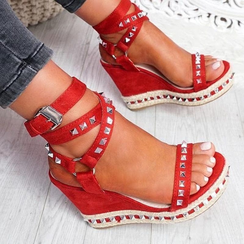 2022 NEW Wedges Sandals Summer Pumps with Ankle Strap Bennys Beauty World