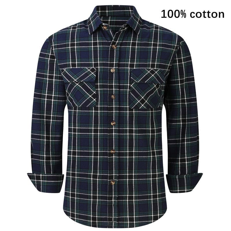 2022 New Men's Plaid Flannel Shirt Male Regular Shirt BENNYS 