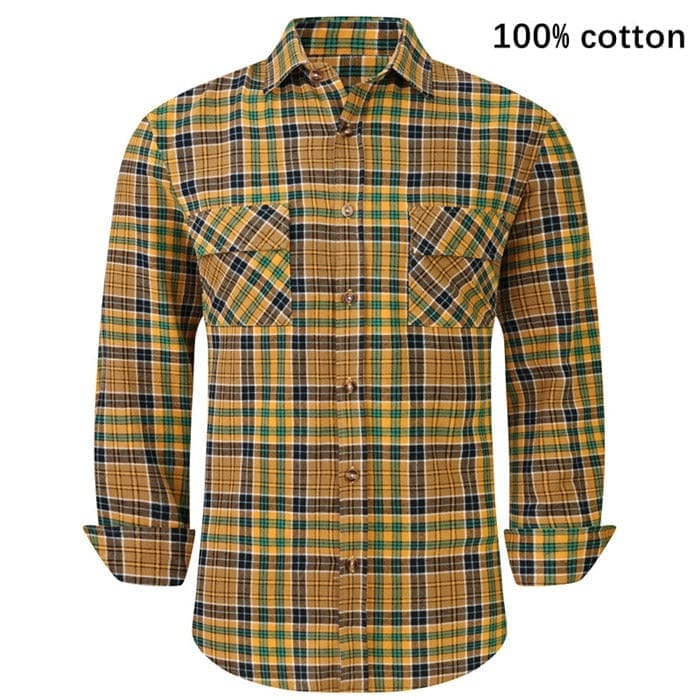 2022 New Men's Plaid Flannel Shirt Male Regular Shirt BENNYS 