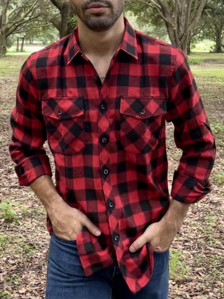 2022 New Men's Plaid Flannel Shirt Male Regular Shirt BENNYS 