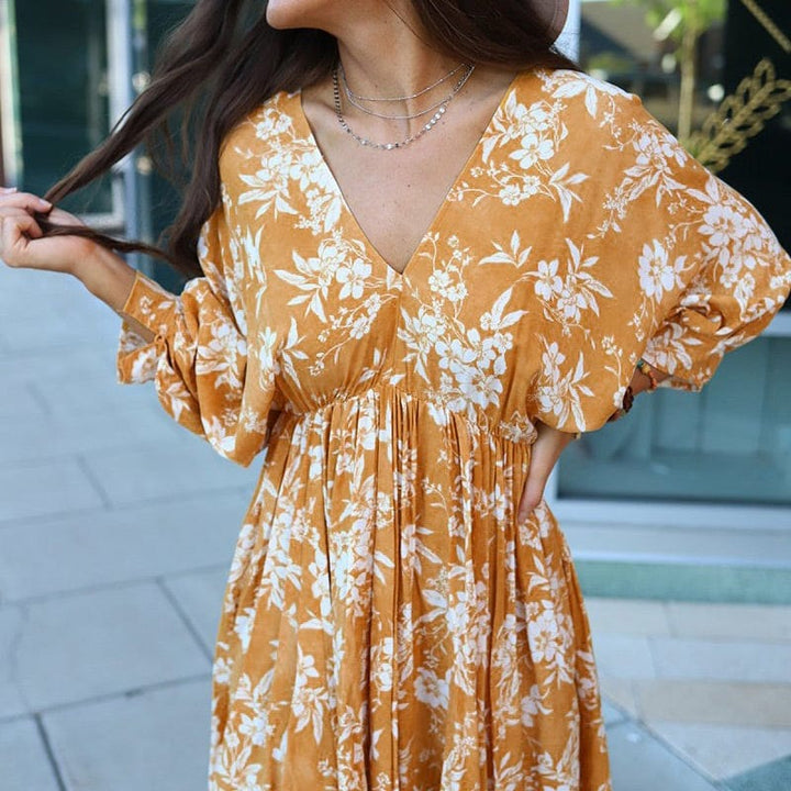 2022 New Products Chiffon Summer Sexy V-neck Dress Bennys Beauty World