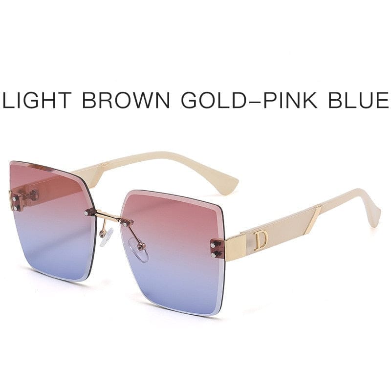 2022 New Women's Rimless Sunglasses Ladies Metal Gradient Lens Bennys Beauty World