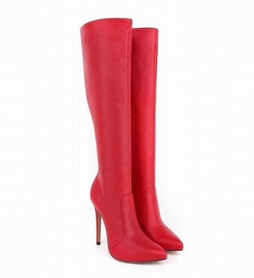 2022 P Leather Boots Women's Solid Color Long Boots Bennys Beauty World